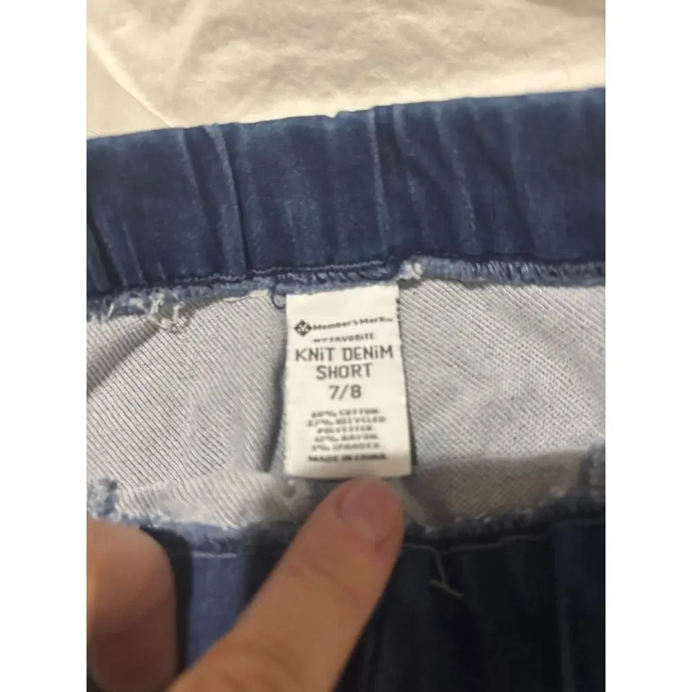 Members Mark 7/8 cotton spandex stretch blue denim jean shorts euc comfortable